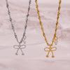 Hollow Pearl Bow Necklace Same Collarbone Chain Glitter Water Wave Chain Sweater Chain