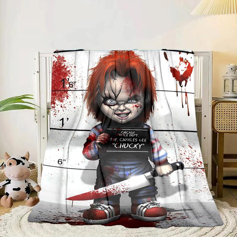 Chucky's Halloween Horror Blanket Flannel Blanket for bed, sofa, Camping, Hiking, Picnic Essentials, gift for family Fan gifts