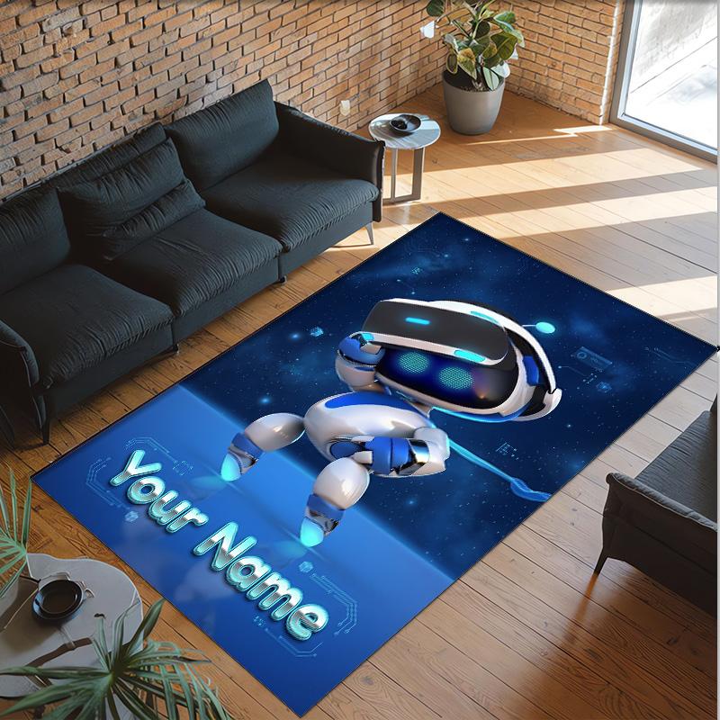Personalized Crystal Velvet Carpet Custom Name Text,Astro Bot Anti Slip Area Rug For Home Decoration
