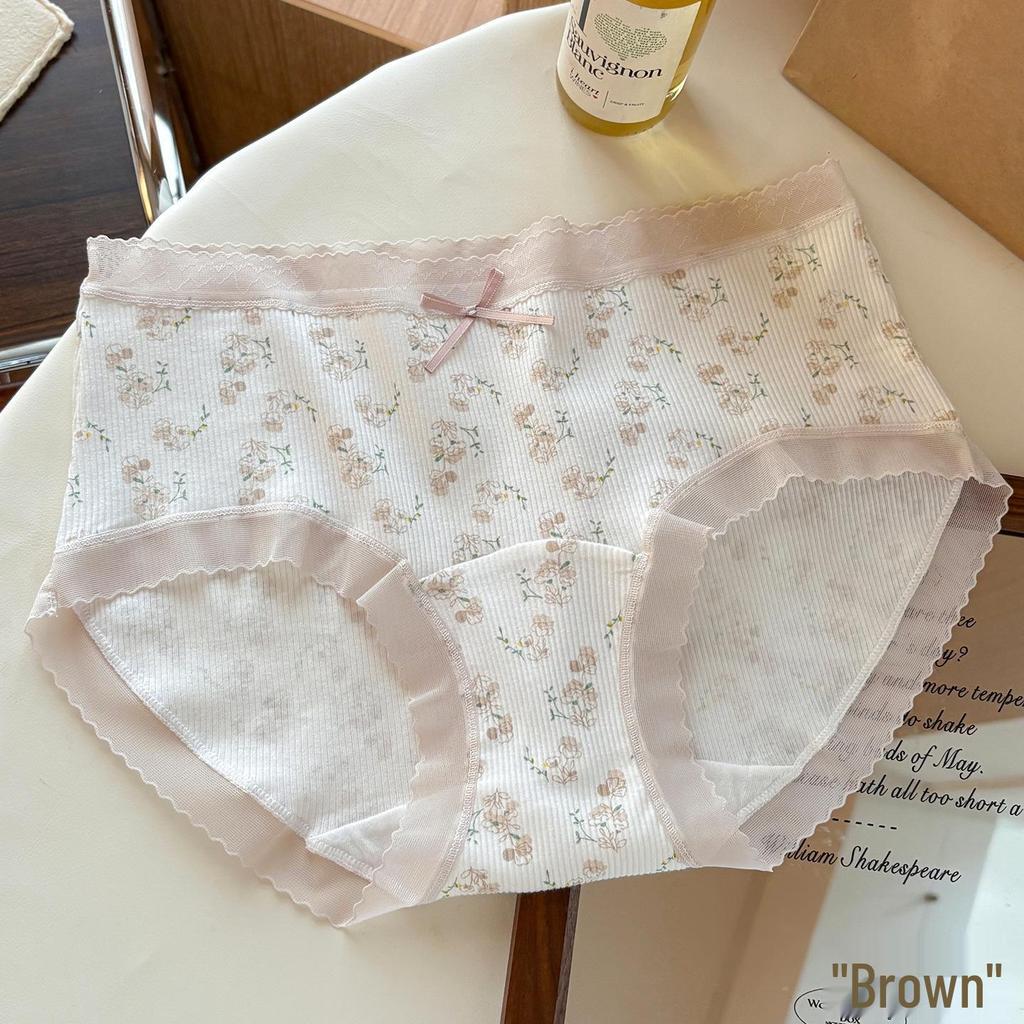 Girls' Mid-Waist Floral Seamless Panties - Cute, Comfortable, Breathable, Skin-Friendly Triangle Briefs