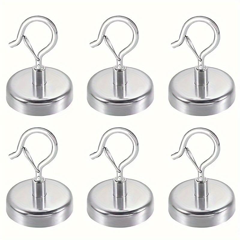 Heavy Duty Magnetic Hooks with Swivel Snap - 30 Lb Holding Power Metal Wall Mount Hooks, Polished Finish - Multipurpose Strong Magnet Hooks
