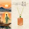 Chinese Style Gold-Plated Shui Nan Red Pendant Necklace for Women - Light Luxury Clavicle Chain