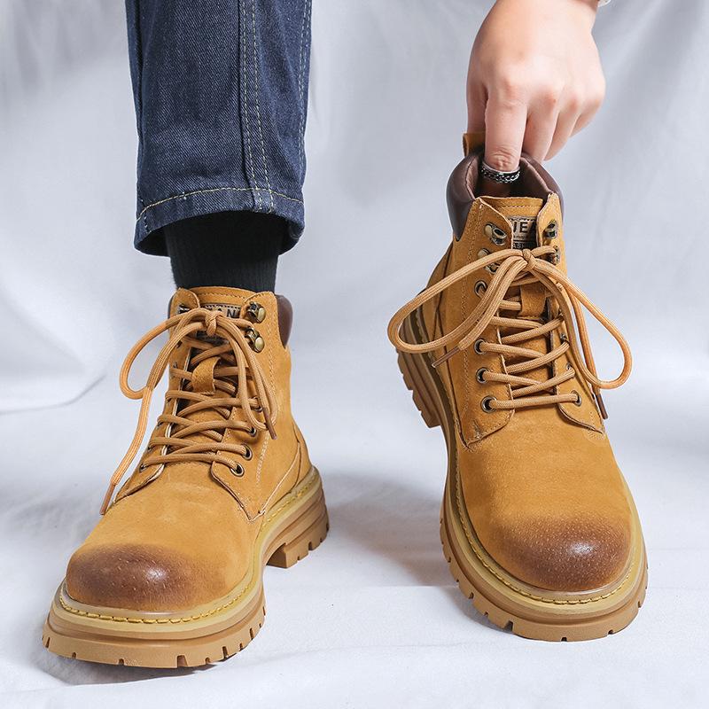 Big Head Derby Shoes Men'S Tide Round Head Vintage Martin Boots Tooling Boots High Top Desert Boots 4729-R