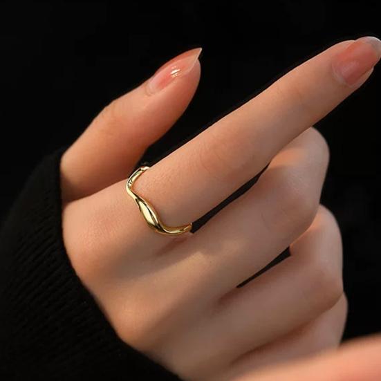 Thumb Ring Irregular Line Shape Adjustable Opening Design Finger Ring Stainless Steel Finger Band Versatile Jewelry Gift