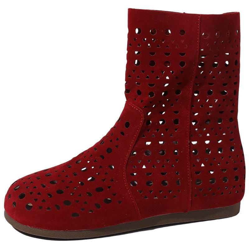 Versatile Boots Women's Shoes Single Shoes New Perforated Breathable Cool Boots and Short Boots