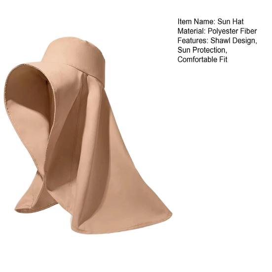 Sun Hat High-Density Anti-UV Fabric Oversized Shawl Style Sun Protection Hat Wide Brim