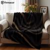 Black Gold Wave Cartoon Anime Print Flannel Blanket Soft Warm Throw for Kids Bedroom Sofa Bed Christmas Office Car