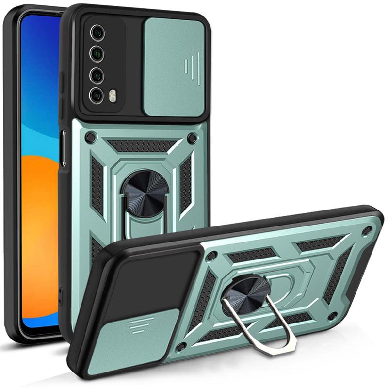 

Для Huawei P Smart 2021 чехол с подставкой, бронированный магнитный автомобильный держатель, чехлы для телефонов для Huawei PSmart 2021 PPA-LX2, задняя крышка с кольцом For P Smart 2021 зелёный