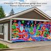 Christmas UV Fluorescent Garage Door Cover Banner - Background For Holiday Parties, Christmas Decoration Hanging Cloth
