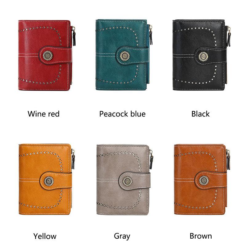 Portafogli Corti da Donna Antifurto RFID Fibbia a Spazzola Portafoglio Grande Capacità Porta Carte Multi Scomparto Portamonete Borsa a Mano in Pelle PU di Alta Qualità
