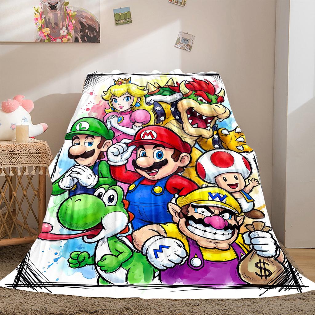 Super Mario Bros All-Season Versatile Travel Blanket Compact Suitable for Office Nap & Camping LXR89