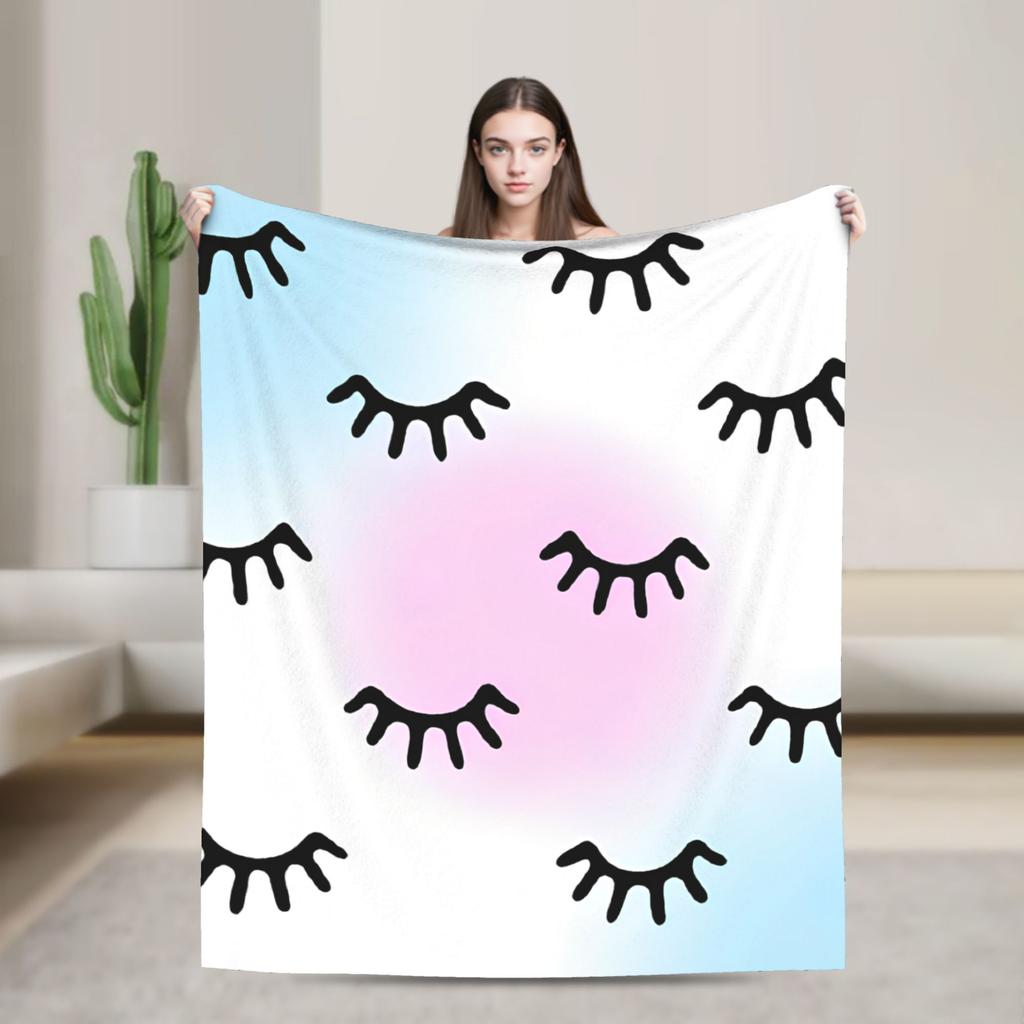Eyelash Cartoon Eyelashes Blanket Fleece Autumn/Winter Multi-function Lightweight Thin Throw Blankets for Home Office Bedspreads