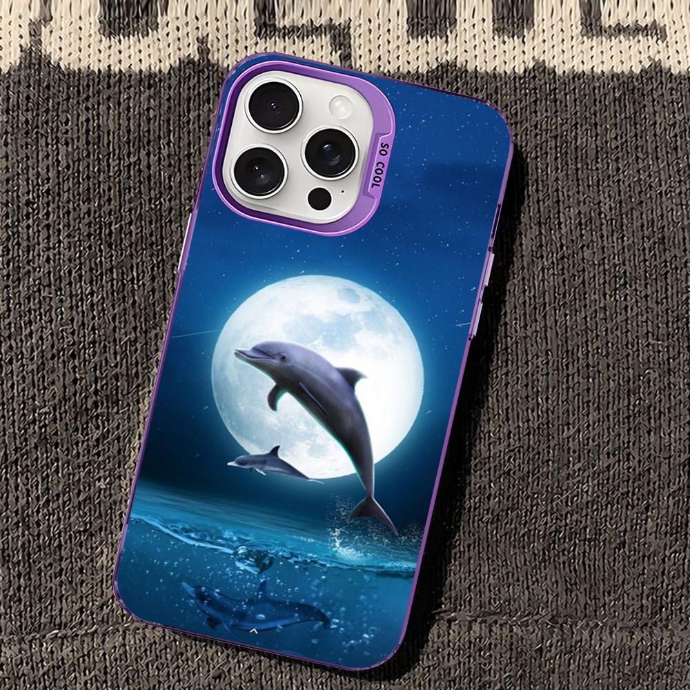 Ocean Animal Cute Dolphin Phone Case For iPhone 16 15 14 13 12 11 Pro Max X XR XSMAX 8 7 Plus Matte Shockproof Back Cover