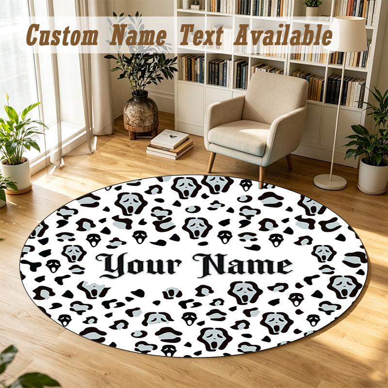 Scream Ghostface Personalized Round Rug Support Custom Name, Soft Home Decor Mat
