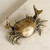 Solid Brass Crab Statue Vintage Antique Handcrafted Art Piece for Coffee Table Shelf Home Collection Decor