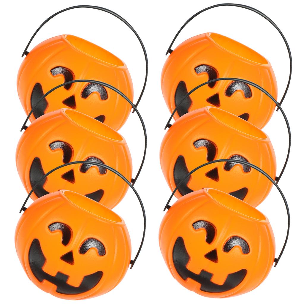 12Pcs Halloween Props Pumpkin Candy Bucket Reusable Plastic Storage Jar for Party Favors Outdoor Indoor Use
