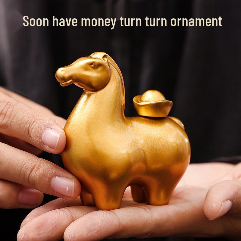 Brass Horse Zodiac Figurine: Office Decompression & Birthday Gift Decor.