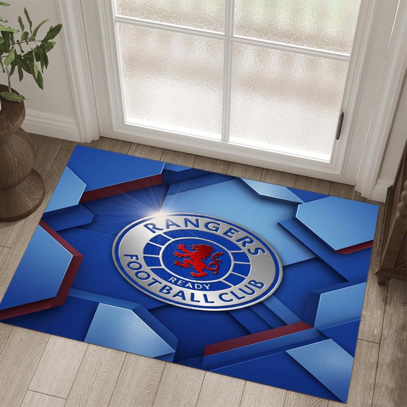 Rangers FC Design Crystal Velvet Carpet Cozy Non?Slip Printed Rug For Bedroom Living Room Entrance