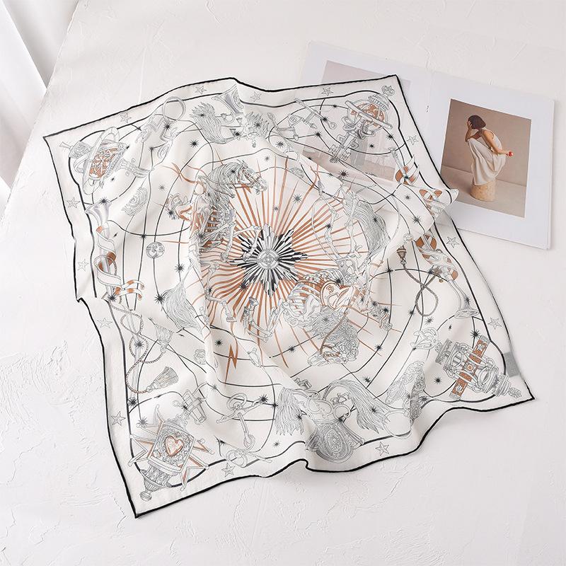 Spring and summer new silk square scarf printed scarf women s thin silk silk scarf air conditioner shawl versatile 67*67
