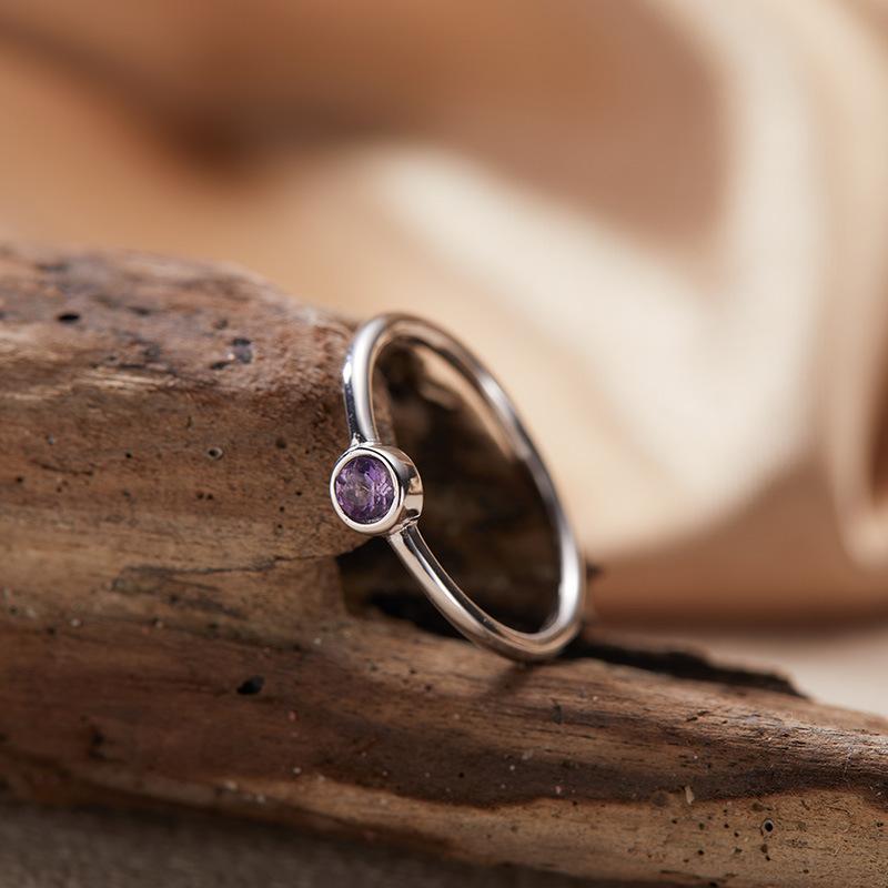 S925 Sterling Silver Natural Color Treasure December Birthstone Ring Premium Sense Index Finger Little Finger Couple Ring