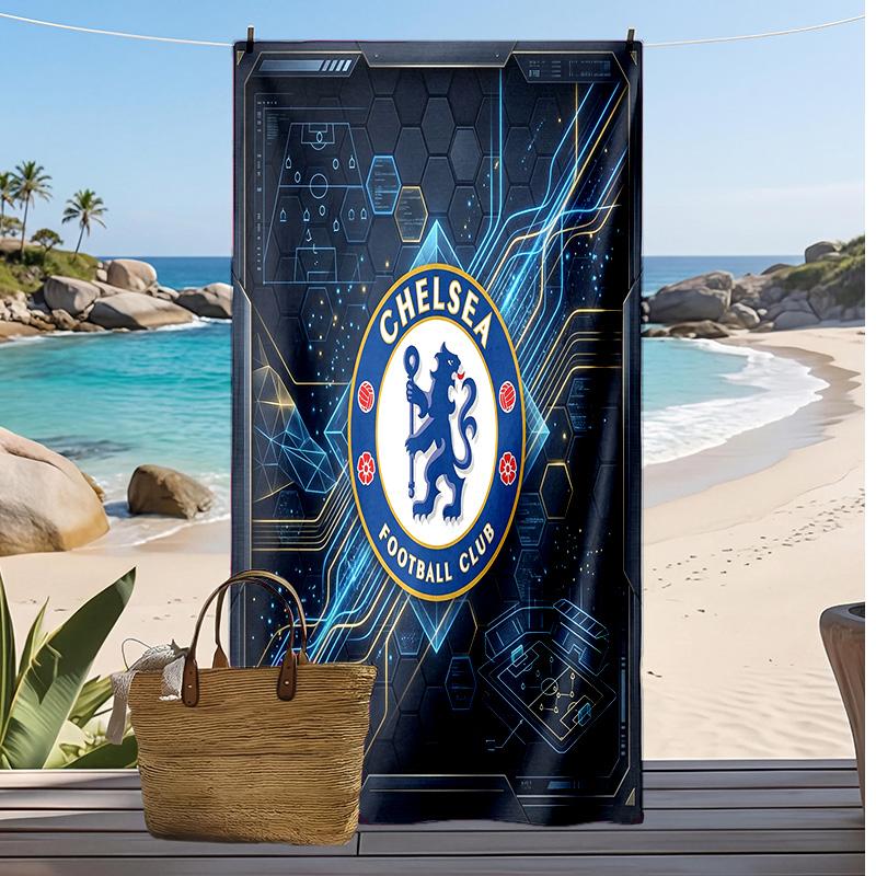 Chelsea FC Printed Beach Towel Quick Dry Soft TowelPortable Large Rectangular Beach Blanket for Travel Swimming Pool