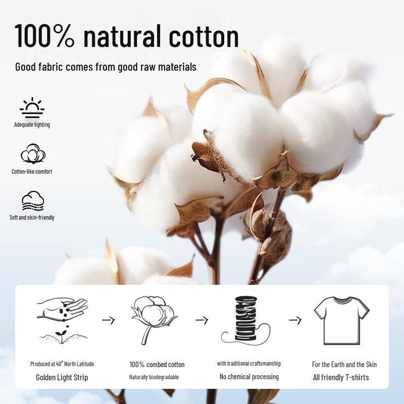 MINISO T-shirt Homme Oversize Coton Épais Imprimé Sapins