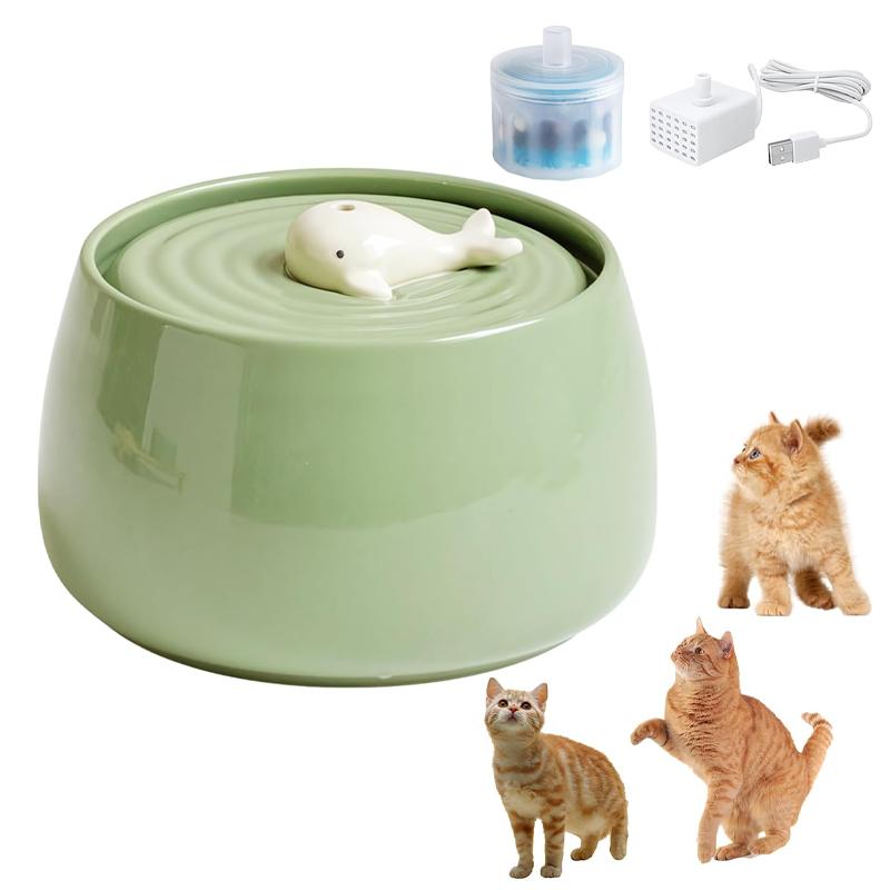 1.3L Ceramic Cat Water Fountain USB Charging Pet Water Feeders Dogs Automatic Circulating Filtration Flow Water Dispenser