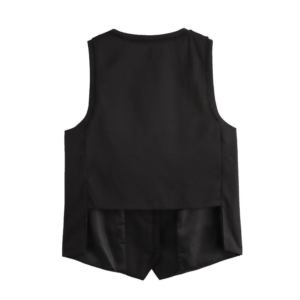 2025 Spring European & American Style French Silk Satin Sleeveless Women's Vest Set