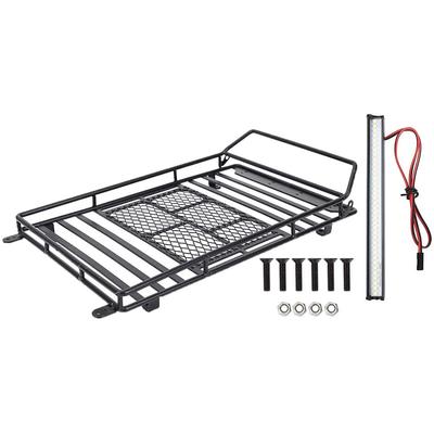 Metal Roof Rack Luggage Carrier with LED Light for Axial SCX10 1/10 RC Crawler Car