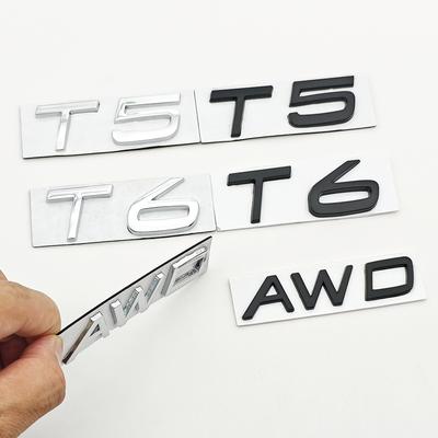 3d Metal Badge Car Rear Trunk Logo T5 T6 AWD Emblem for S40 S60 S90 XC40 XC60 XC90 V50 V70 T5 T6 AWD Sticker Accessories