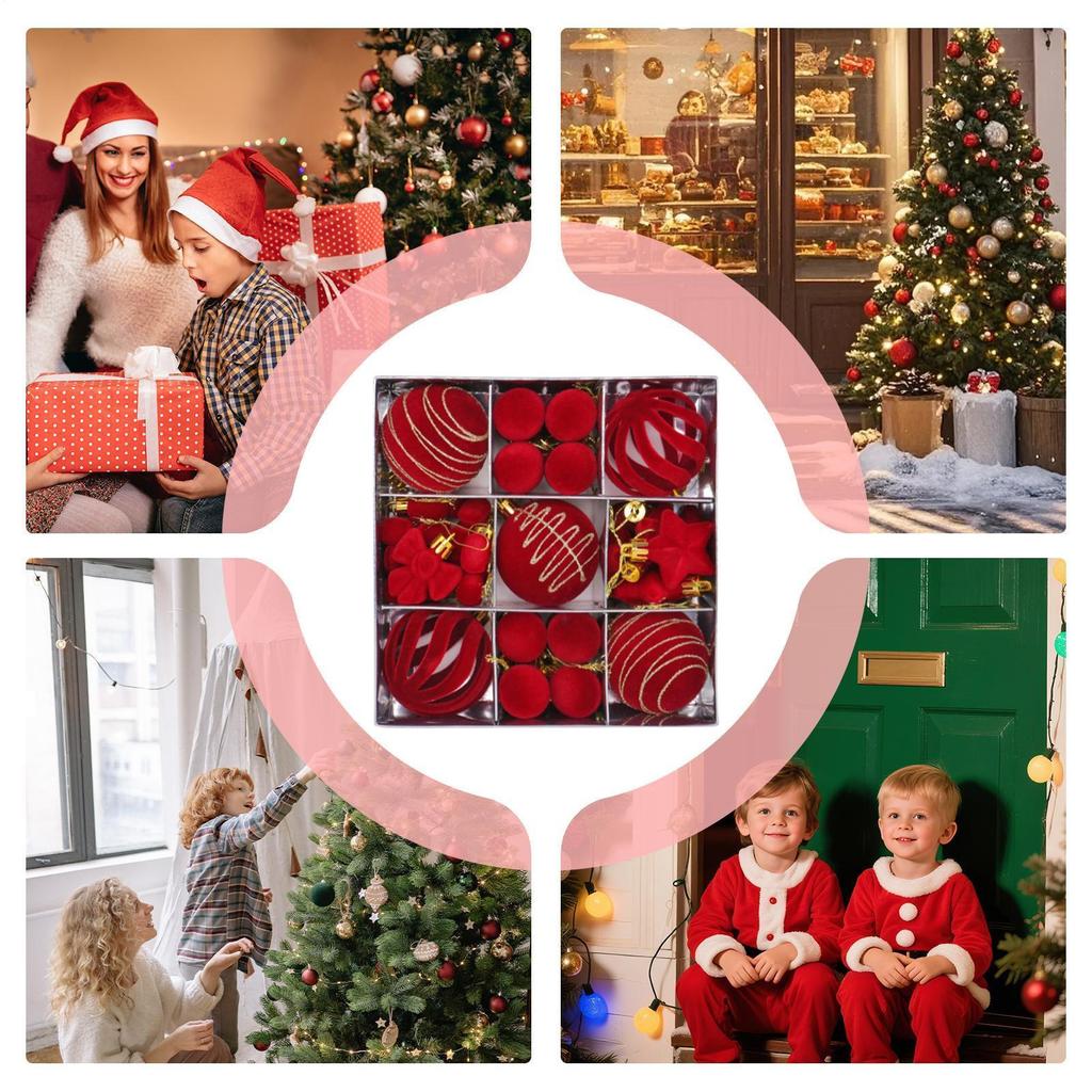 Christmas Ornaments Set 35 Pieces Winter Holiday Decoration Pendants Christmas Balls Decoration For Party Celebration Event