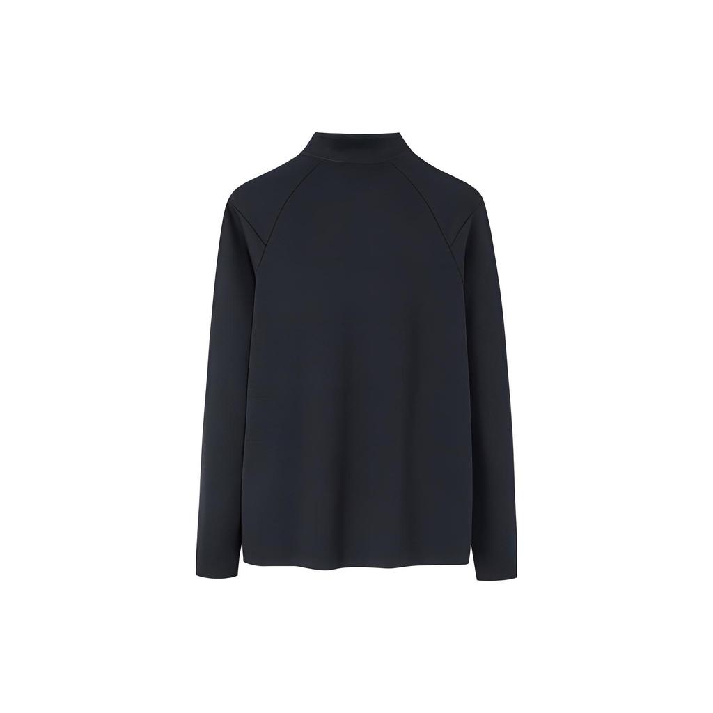 Anta Solid Color Printed Letter Half Zip Long Sleeve T-Shirt Men tops Black 152230403-2