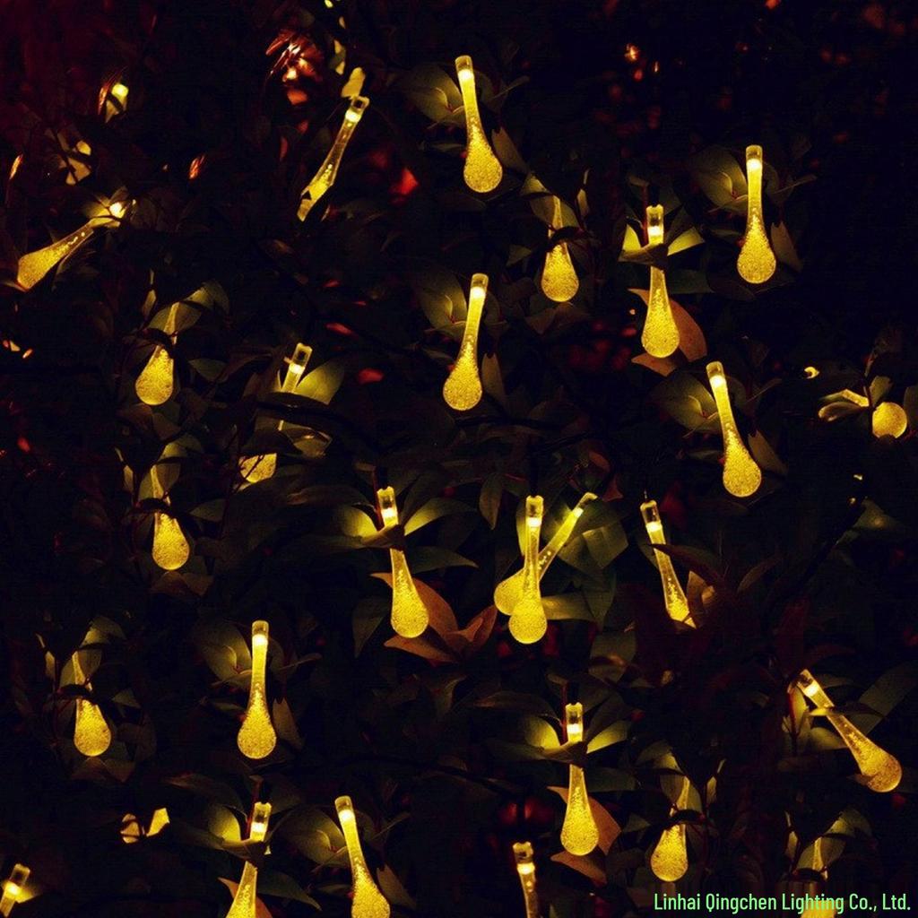 Solar LED Water Drop String Lights, Battery/USB, Waterproof, Indoor/Outdoor Festival Decoration
