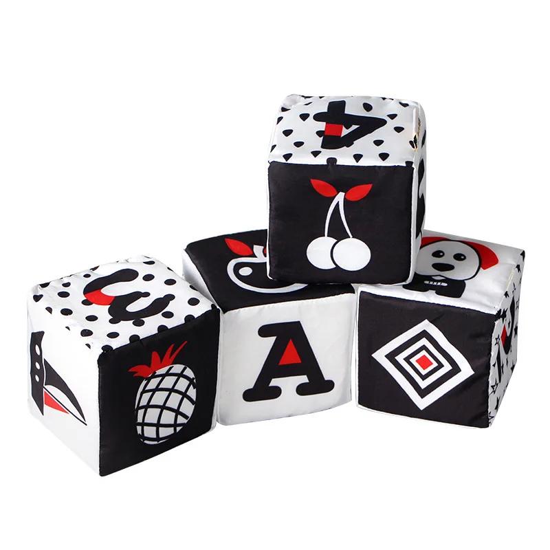 Infant Montessori Early Education Picture Dice Baby Recognize Cute Animal Digital Soft Set Rattle Cube Building Block Toys