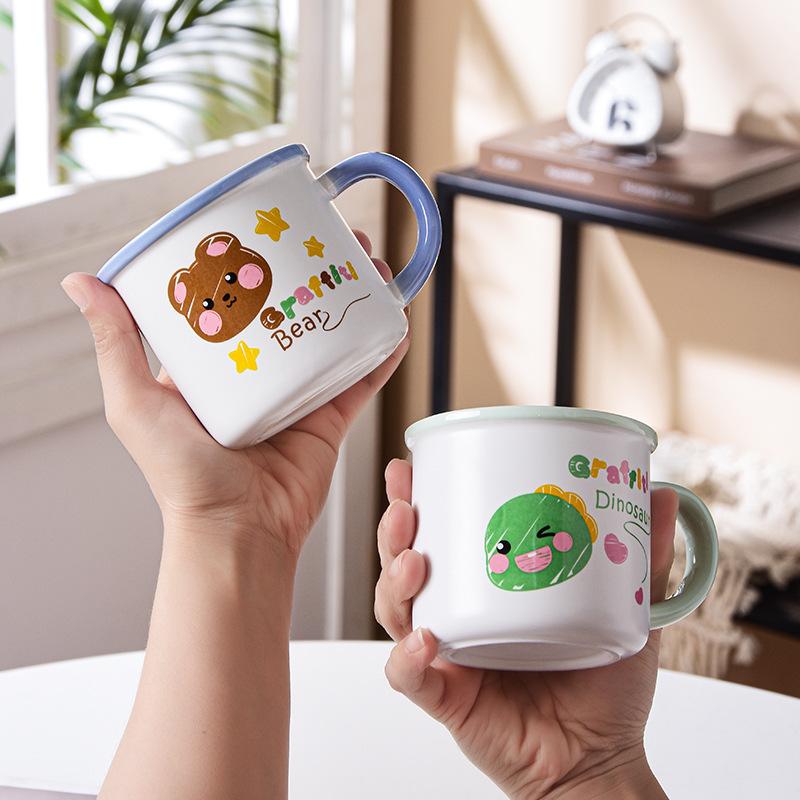 Retro High Value Ceramic Cartoon Cup Home Office Water Cup Cute Men and Women Coffee Cup Mug Gift