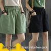 Women's Summer Casual Wide-Leg High Waist Plus Size Wool Shorts with Slimming Fit and Pockets
