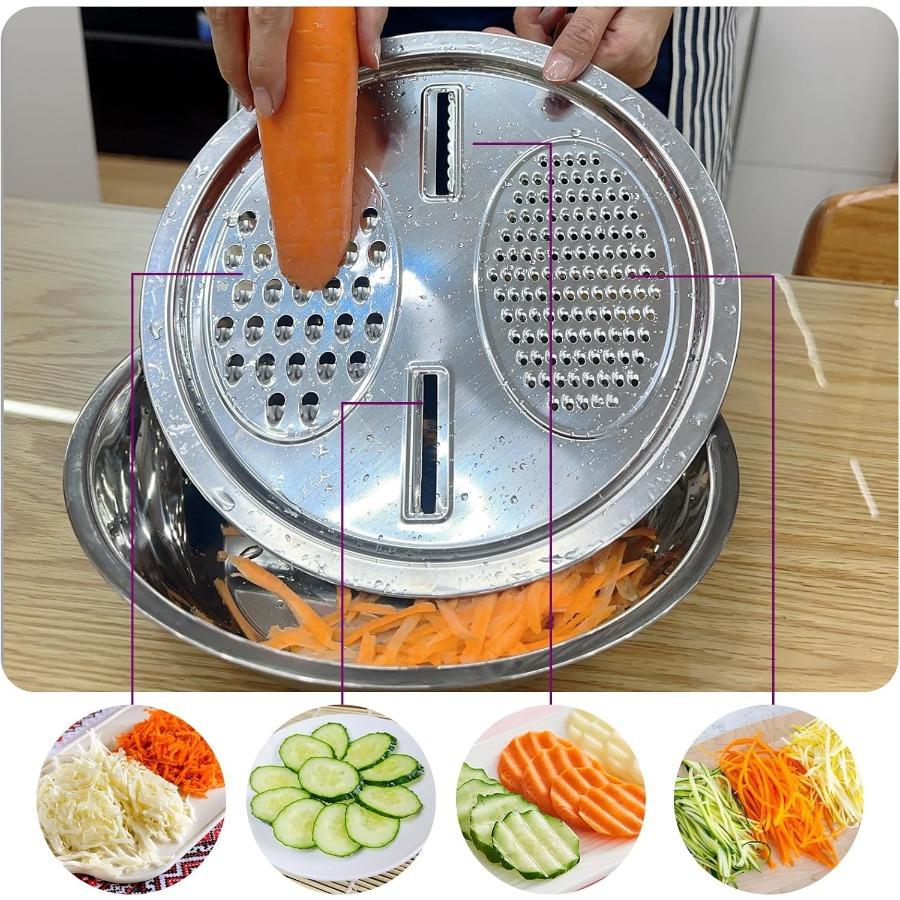 

Multifunctional Stainless Steel Vegetable Cutter, 3pcs Colander and Basin Set Vegetable Fruit Slicer Vegetable Grater Metal світло-сірого кольору