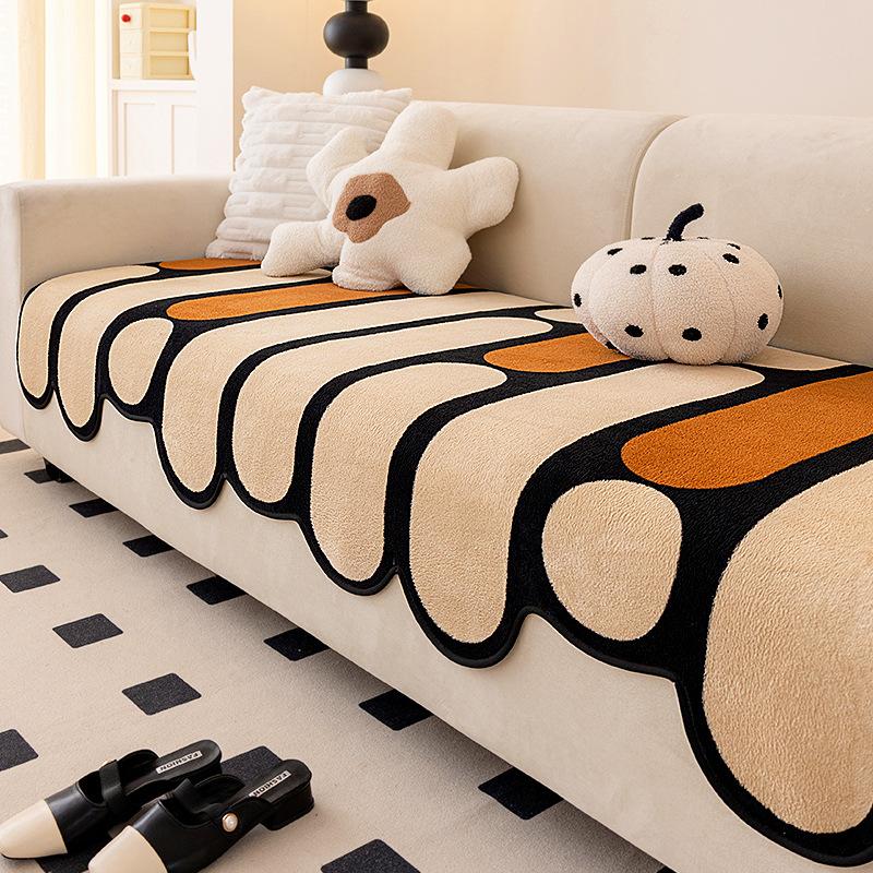

Fleece Thickened Sofa Cushion, Simple Modern Wind Non-Slip Seat Cushion, Universal In All Seasons, Dopamine Sofa Cover, Advanced Sense 70*70cm