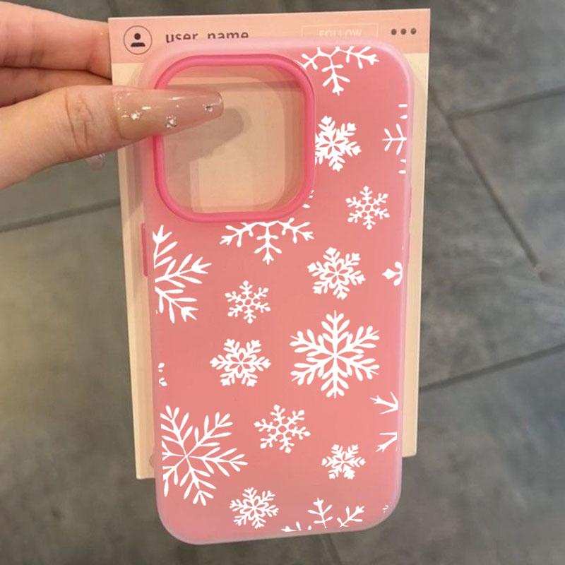 Simple White Snowflake Winter Phone Case For Xiaomi Redmi 14C 13C Note 14 13 12 11 10 Pro Plus 5G 2 in 1 Matte Clear Back Cover
