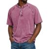 Men's Light Blue Denim Henley Short Sleeve Shirt