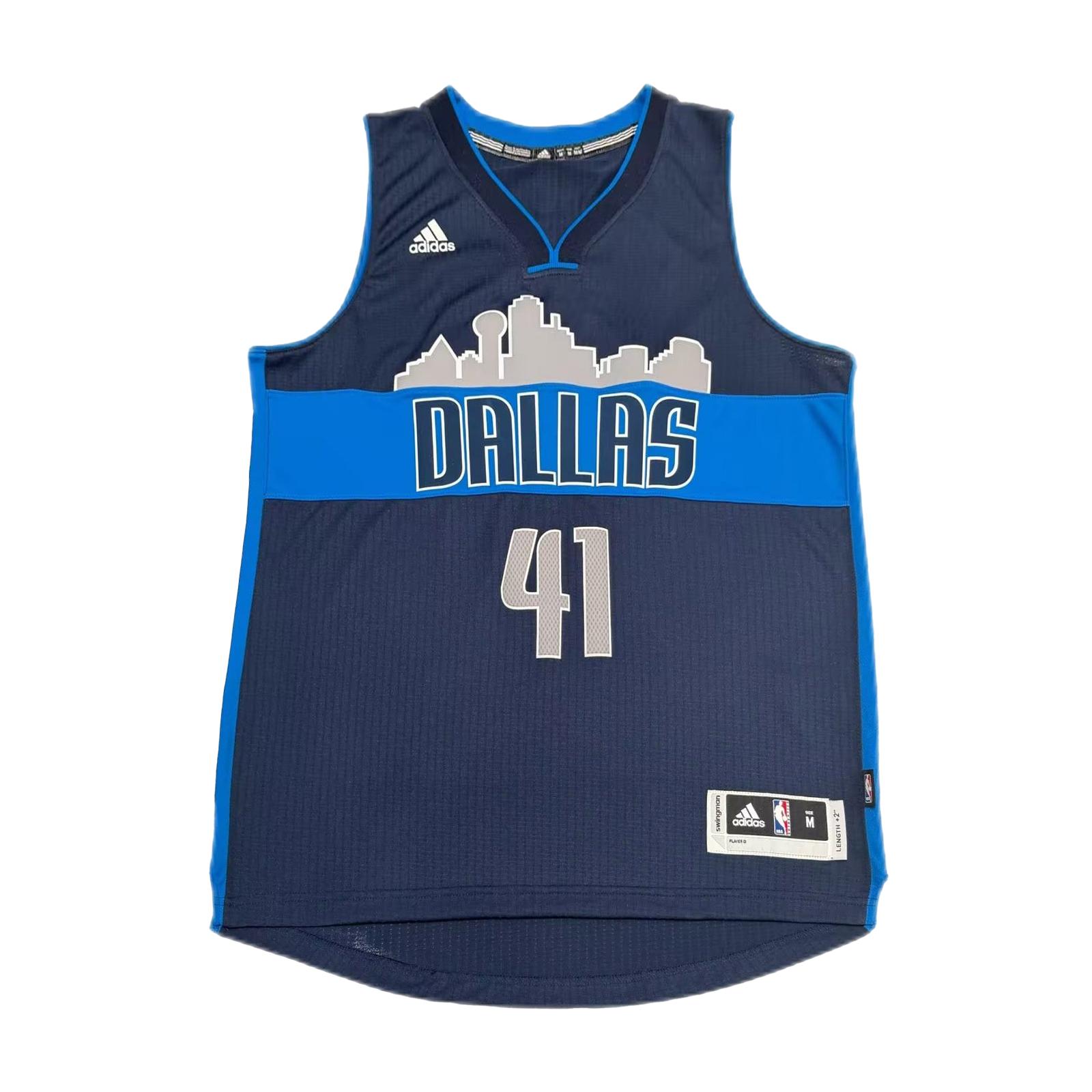 Adidas НБА Дирк Новицки Маверикс Домашняя 41 Майка Фан-версия V-образный вырез Без рукавов Баскетбольная Майка-Топ Унисекс Топы 7470A-3R3-K9163 M