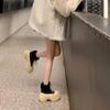 Krazing Pot Cow Leather Wool Blend Winter Round Toe Platform Snow Boots Lace Up Design Women Keep Warm Ankle Boots