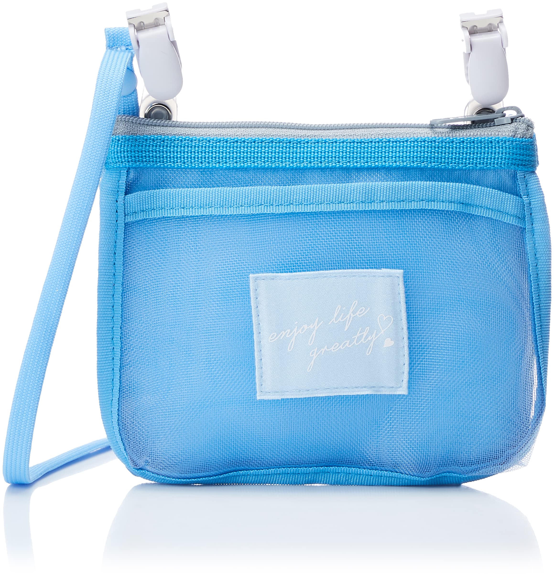 Kutsuwa Ratta Handkerchief Pouch, Air Pouch with Mesh Pocket, Light Blue, ST501LB