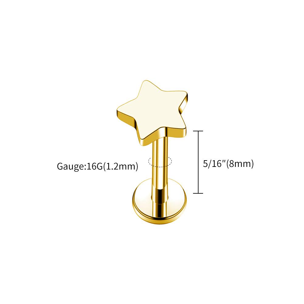 Right Grand G23 Titanium Internally Threaded Star Shape Labret Lip Monroe Helix Tragus Earring Stud Piercing