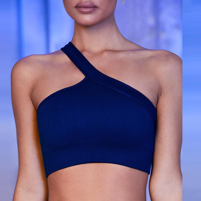 Summer New Arrival Ribbed One-Shoulder Yoga Top & Sports Bra