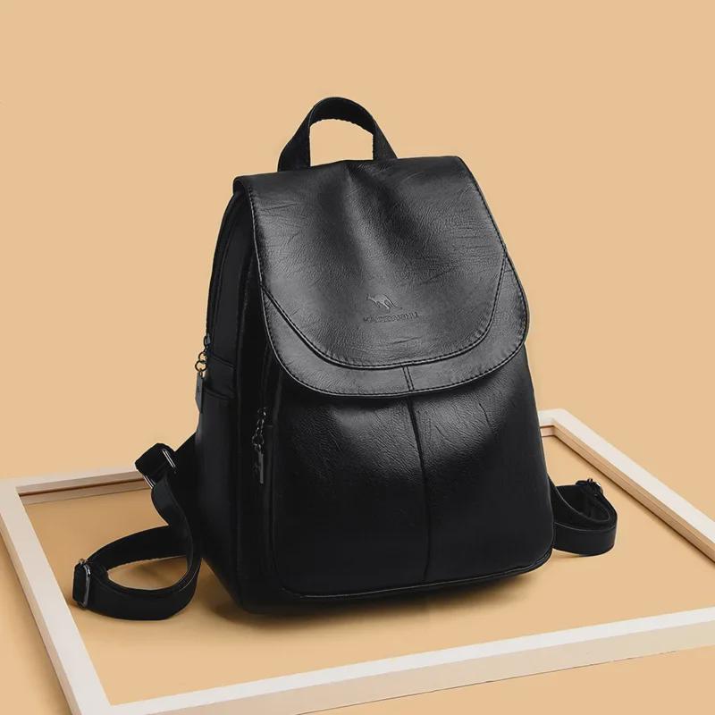 Women's Genuine Leather Anti-Theft Fashion Backpack - Versatile, Multifunctional, and Elegant Design.