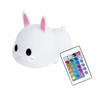 Silicone Night Light for Kids Cute Bunny 16 Colors Remote Control Rechargeable Bedside Lamp for Breastfeeding Sleeping