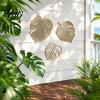 Large Hollow Leaf Decor 3Pcs Wooden Monstera Wall Decorations, Bohemian Hanging Ornament, Tropical Natural Wood Art for Home Living Room Bedroom