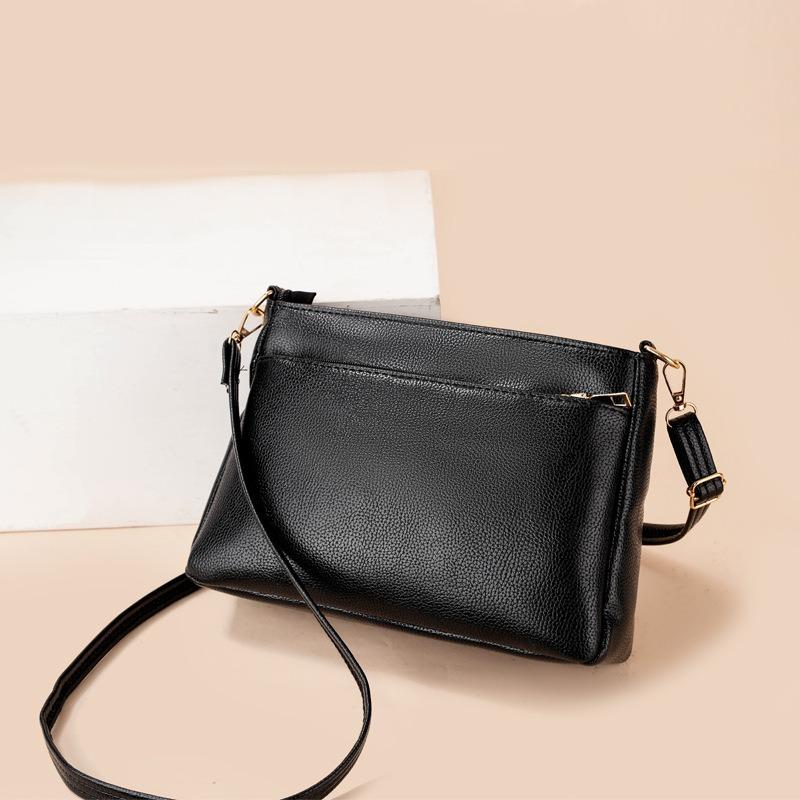 Bag Women's Night Market New Large-capacity Women's Shoulder Bag Solid Color Lychee Pattern Oblique Span Bag