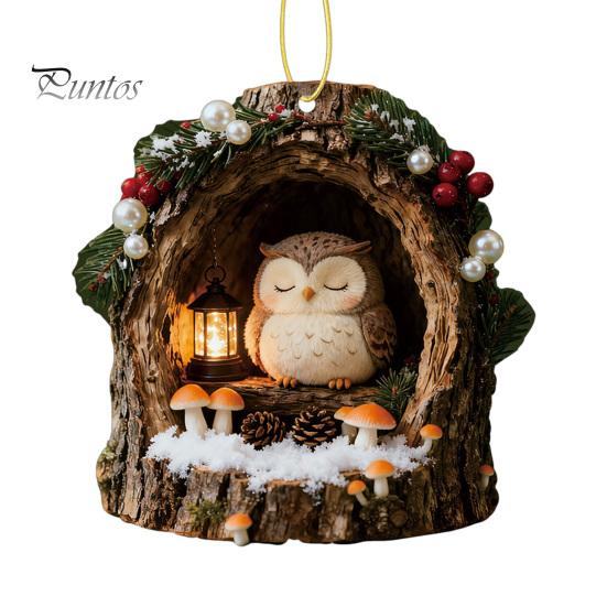 Festive Atmosphere Decorations Forest Animal Ornament, 2D Flat Woodland Acrylic Christmas Home Party Hanging Supplies Decoration for Tree, Holiday